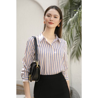 Áo Sơ Mi Lụa Sọc Blue Orange