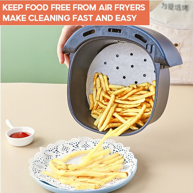 Set 100 miếng giấy lót nồi chiên không dầu hình tròn bằng bột gỗ thực phẩm chống dính tiện  giấy nướng