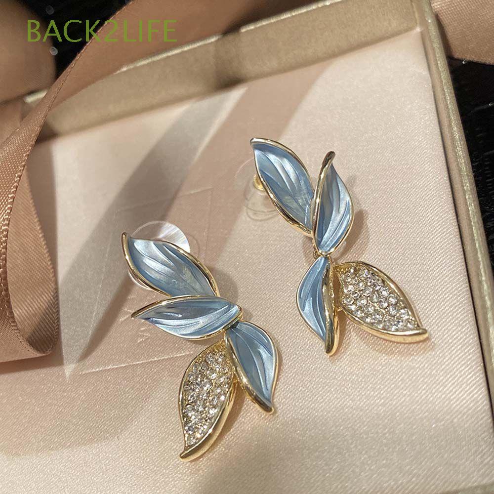 Bông tai hình chiếc lá bằng hợp kim 2LIFE phong cách Hàn Quốc cho nữ