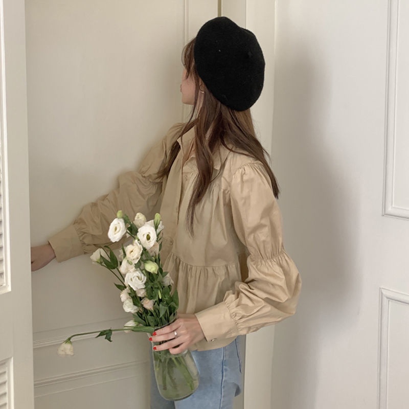 Áo Sơ Mi Tay Dài Dáng Rộng Thiết Kế Mới 2022 Phong Cách Pháp Cho Nữ