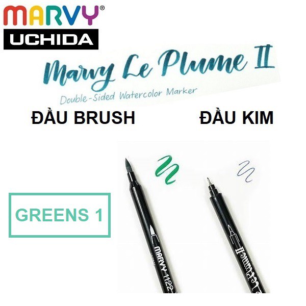 [Giá sỉ] [GREENS 1] Bút lông màu hai đầu chất lượng cao Marvy Le Plume II - 1122