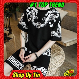 Bộ quần áo hè nam Hoa văn lá cây cao cấp -Giá Sỉ
