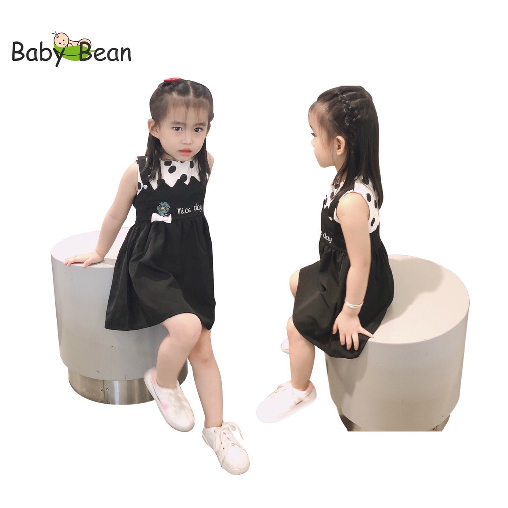 [MÃ RẺ VÔ ĐỊCH Hoàn Xu 12%] Đầm Cotton phối Tơ Gân Giả Yếm Thêu bé gái BabyBean (20kg-35kg)