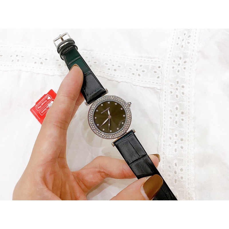 Đồng hồ sunlight nữ dây da đen full box mã 337155