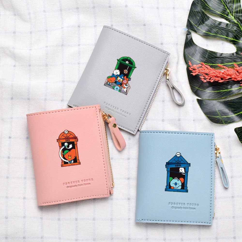 Ví Ngắn Đựng Tiền Xu Họa Tiết BTS BT21 Hoạt Hình Phong Cách Hàn Quốc