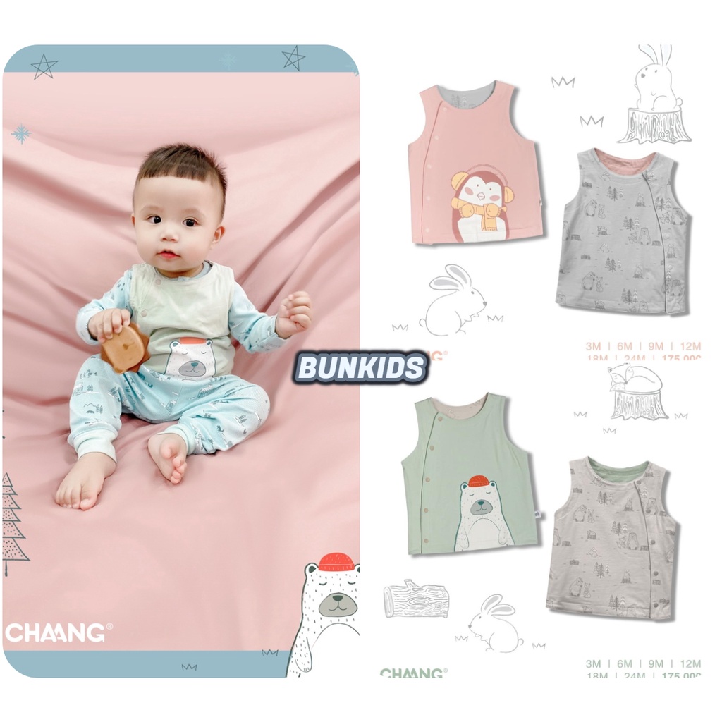 Áo Ghi lê 2 mặt chất liệu cotton mềm mại họa tiết Snow Chaang cho bé sơ sinh ( Gile, Gi lê )