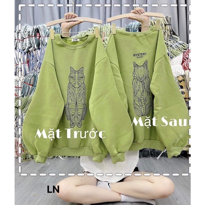 Áo nỉ bo cotton mèo vằn hai mặt LN12