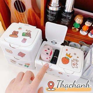Hộp Đựng Sticker, Đựng Phụ Kiện Nhỏ Bấm Nút Tặng Kèm Sticker Cute