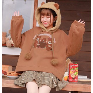 Áo Khoác Hoodie Form Rộng Gia Đình Gấu Dễ Thương