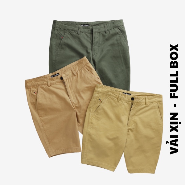 Quần short kaki nam vải xuất xịn form chuẩn KINGMEN Túi Xếp Li- QS03