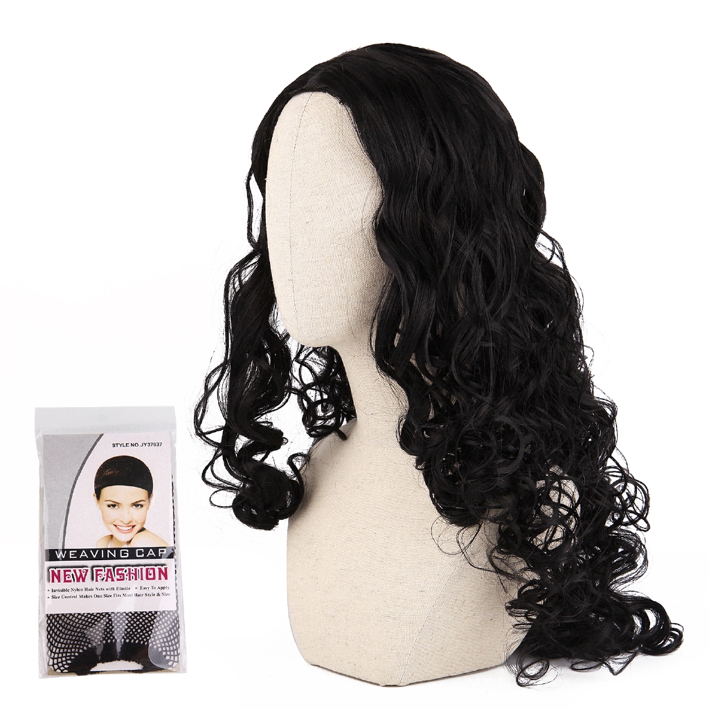 Bộ tóc giả xoăn dài 26 inch màu đen tự nhiên loại ren phía trước phong cách Brazil