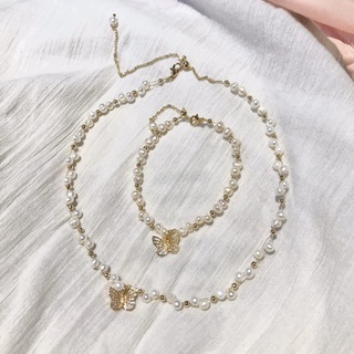 Vòng choker ngọc charm Butterfly