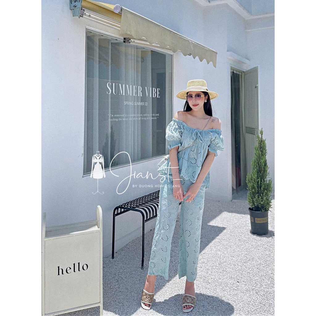 Set Thô Ren Quần Xuông Tay Bồng Chun Ngực siêu xinh