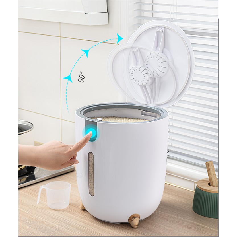 Thùng Đựng Gạo 12Kg Một Chạm Đa Năng Chống Thấm Nước Tiện Lợi