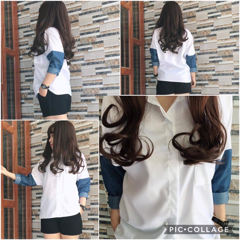 Sơ mi Oversize tay phối jeans