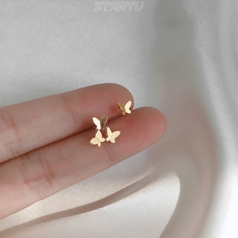 Bông Tai Mạ Bạc 925 Hình Bướm Phong Cách Hàn Quốc