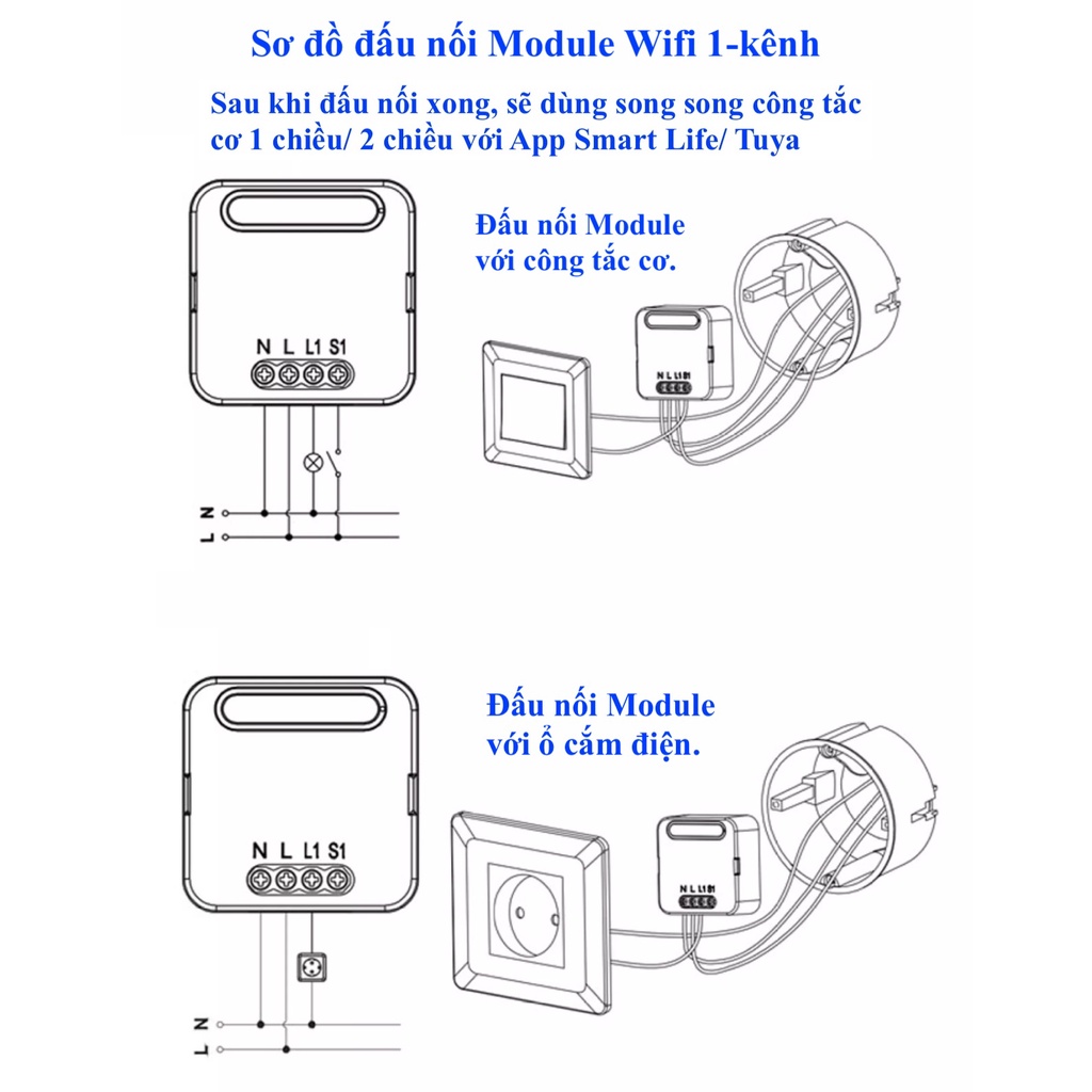 Module công tắc thông minh Wifi / Zigbee 3.0, hệ Tuya / Smart Life / Home Assistant (Hass) -