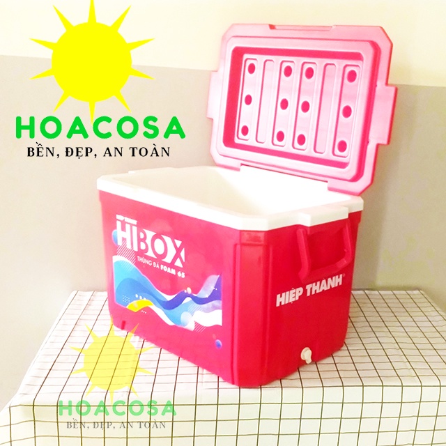 Thùng Đá Nhựa 65L  Hibox Hiệp Thành, Vòi Xả, Tay Cầm Khóa Nắp, To Dày, Giữ Đá Tốt- Đồ Gia Dụng Hoacosa