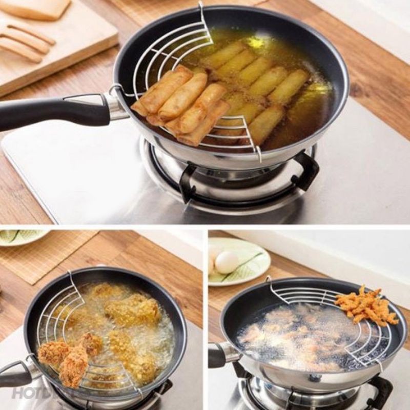 VỈ GÁC CHẢO INOX CHIÊN DÁN DẦU MỠ