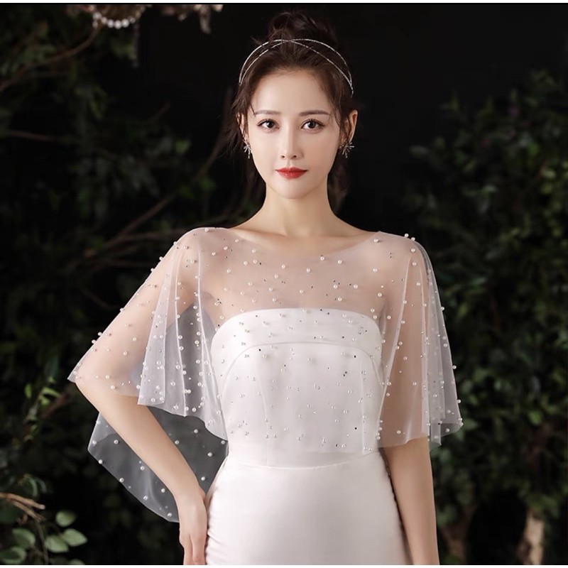 Áo choàng lưới đính ngọc đá lấp lánh