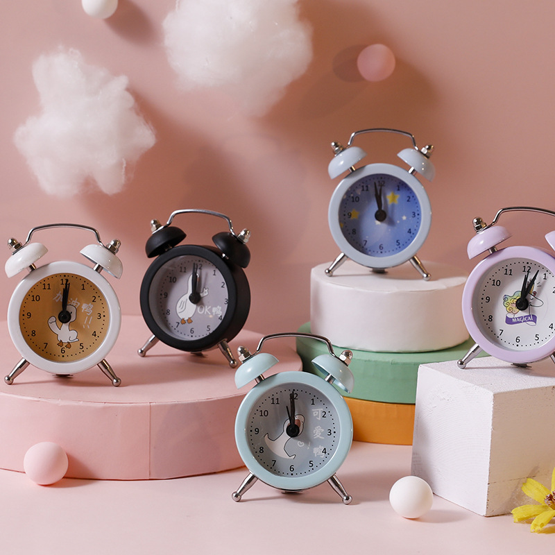 Bedside Student Creative Children Small Alarm Clock Cute Cartoon Simple Bedroom Loud Alarm Clock Table