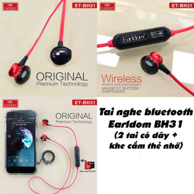 Tai Nghe Bluetooth 2 bên- Tai nghe blutooth Earldom BH31
