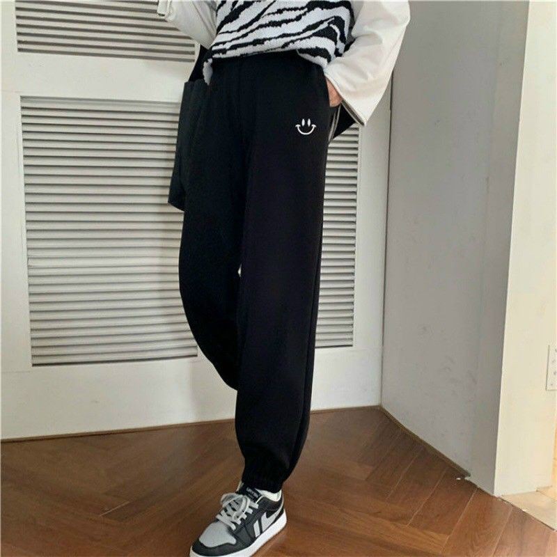 Quần jogger nỉ unisex hình mặc cười phong cách thể thao có kèm video