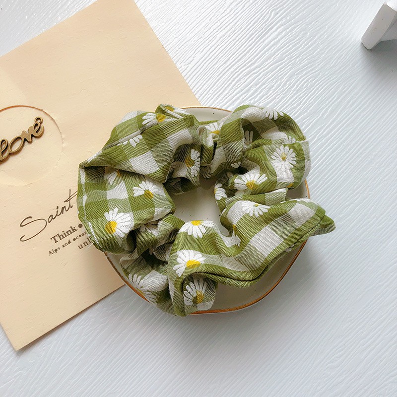 INS Cúc Scrunchies Dây Buộc Tóc Hoa
