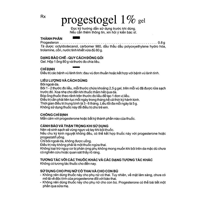 PROGESTEGEL 1%- GEL BÔI V.Ú