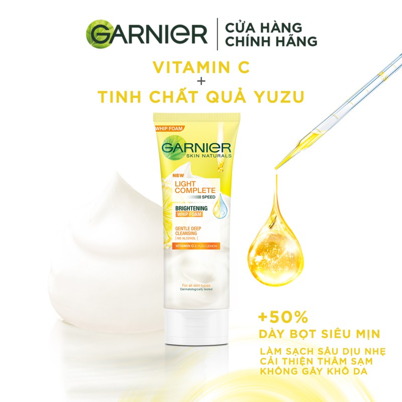 Sữa rửa mặt tạo bọt skin naturals Bright Complete vitamin C super whip 100ml