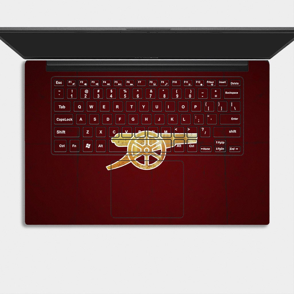 Bộ skin dán laptop mẫu Logo Arsenal / Có mẫu decal dán cho tất cả các hãng máy tính