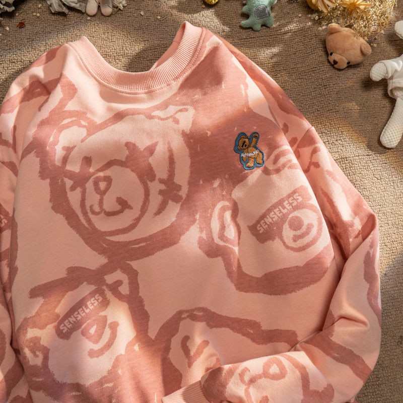 Áo Sweater Chui Đầu Cổ Tròn Dáng Rộng In Hình Gấu Dễ Thương Thời Trang Mùa Thu Cho Nữ 2021