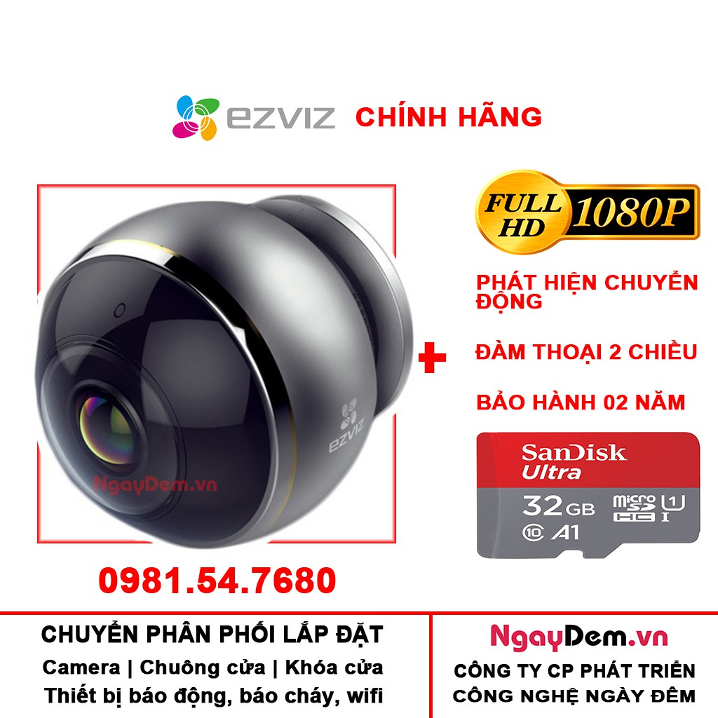 Camera Wifi 3MP EZVIZ C6P FULL HD 1080P  Xoay 360 Không Điểm Mù- Hàng chính hãng bảo hành 24 tháng NGAYDEM.VN