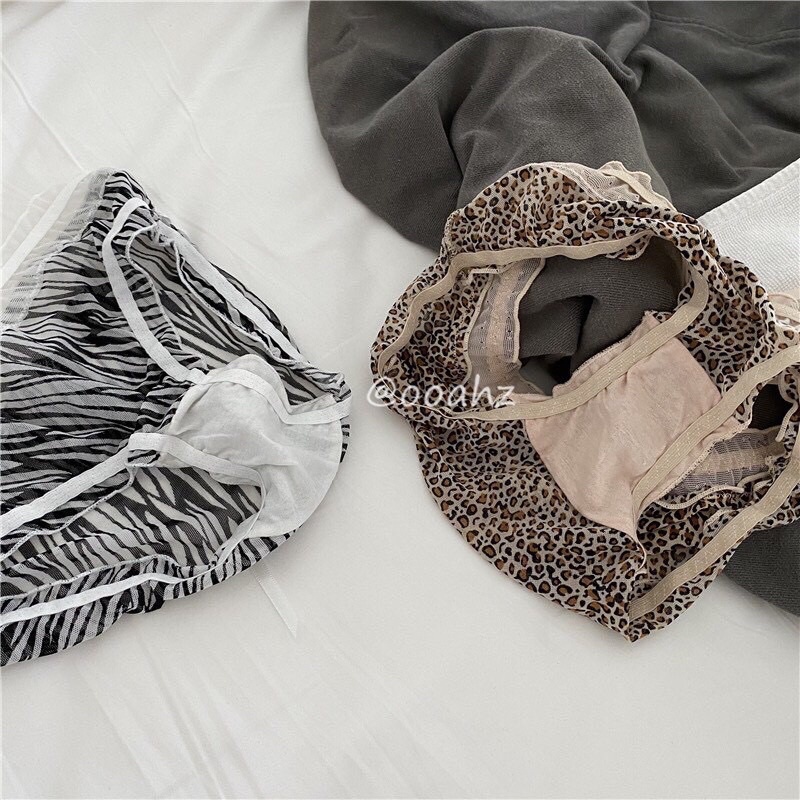 QUẦN LÓT LƯỚI DA BÁO ĐÍNH NƠ KHUYẾN RŨ