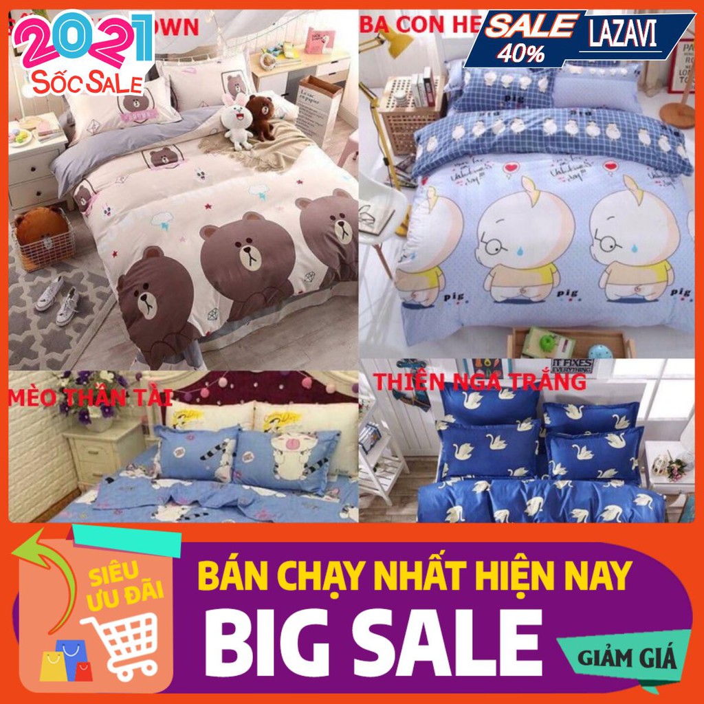 Xả kho Bộ ga gối cotton poly 1m4