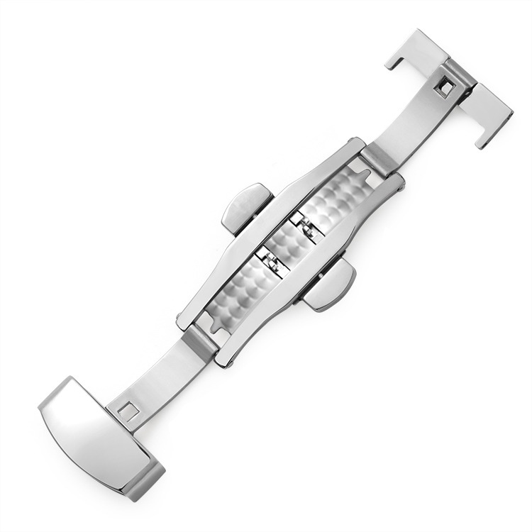 Khóa bướm TỰ ĐỘNG vân vảy cá cho dây đồng hồ đeo tay bằng thép không gỉ size 16 18 20 22mm
