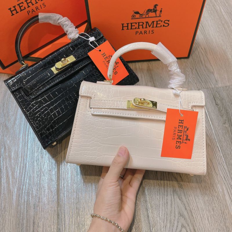 Túi xách nữ đeo chéo, túi H...m size 19, 22 dáng ngang da rắn sang chảnh