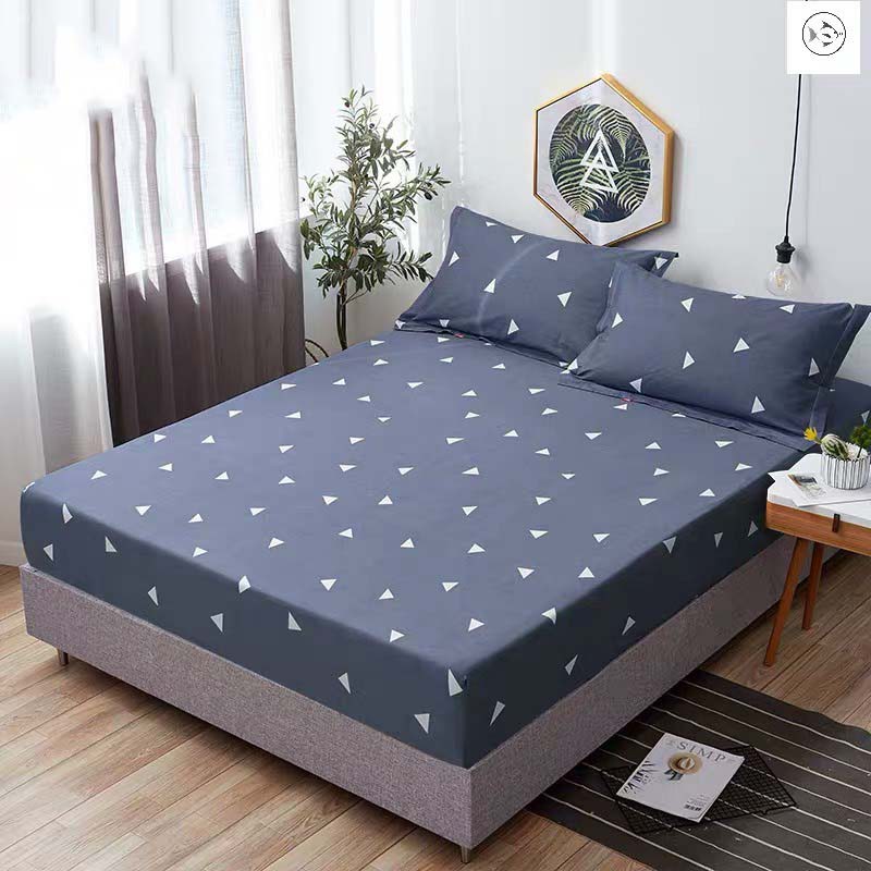 Bộ ga gối cotton poly đủ kích thước bộ drap giường bọc chun sẵn cỡ 1m6 1m8x2m