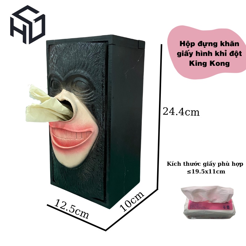 Tượng Rút Giấy Decor Quán Ăn Hình Khỉ Đột King Kong
