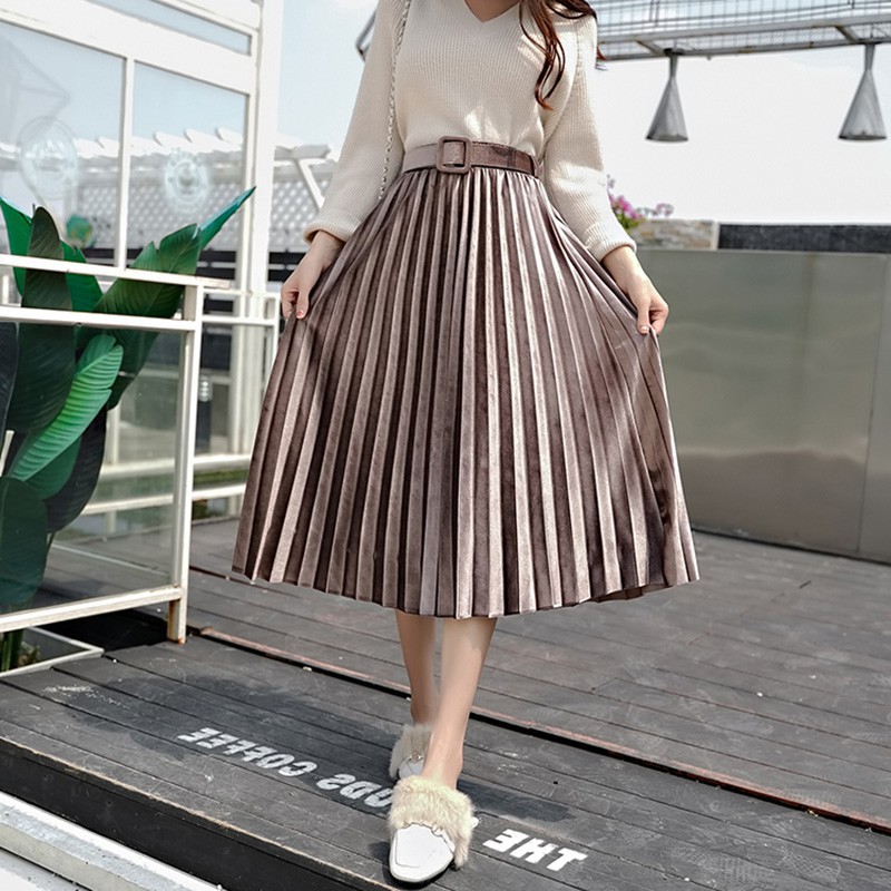 Chân váy Midi nhung kèm nịt