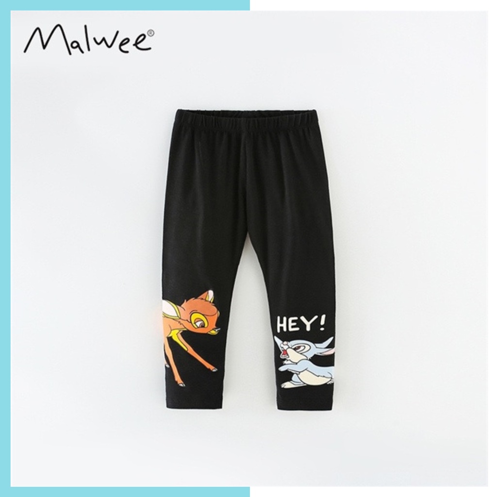 Quần legging Malwee đen nai thỏ MW7928 cho bé gái 2-8 tuổi - Little Maven Official Store