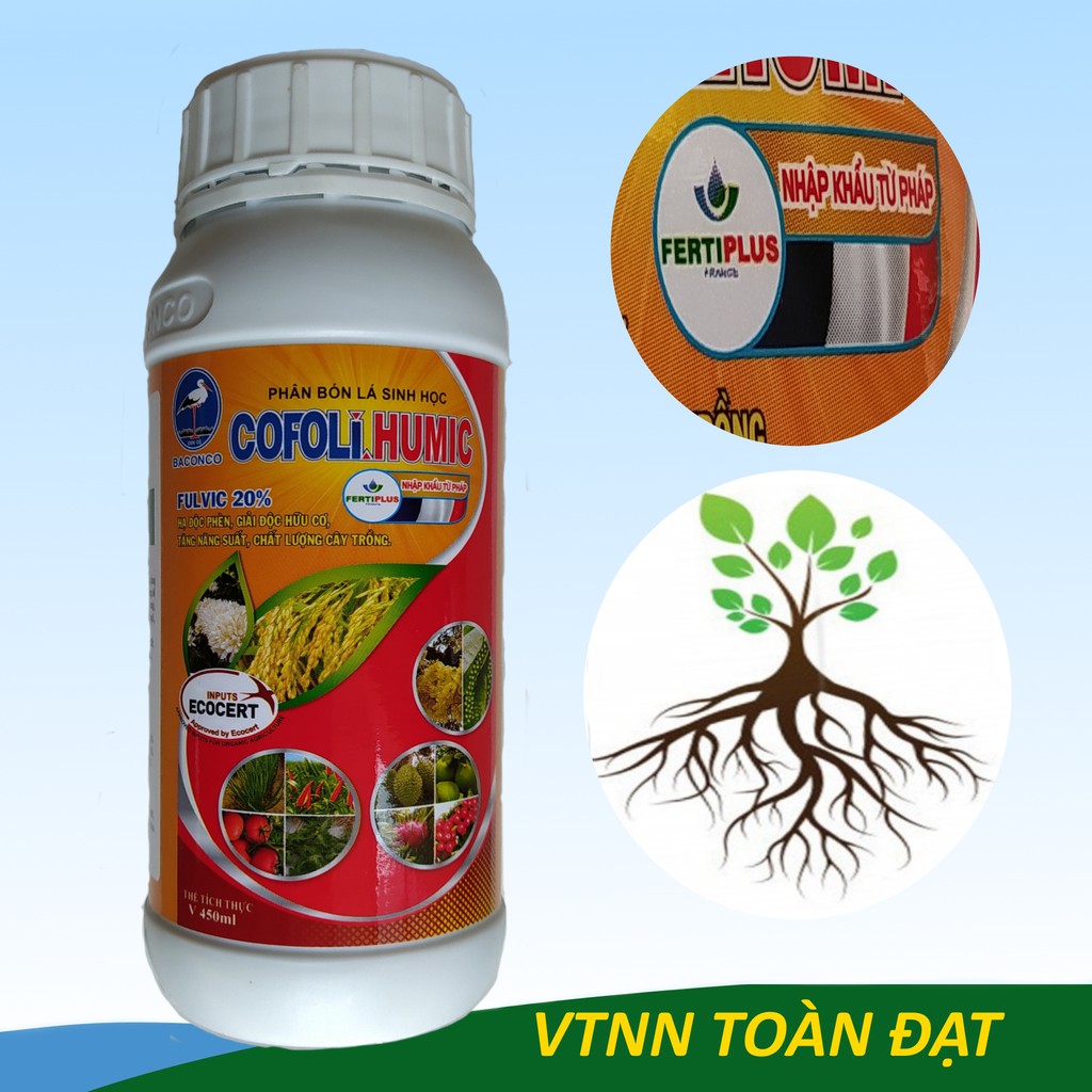 Phân Bón Lá Sinh Học Acid Humic và Fulvic chai 450ml, K-HUMATE Nhập Khẩu Từ Pháp, Ra rễ, giai độc, hạ phèn