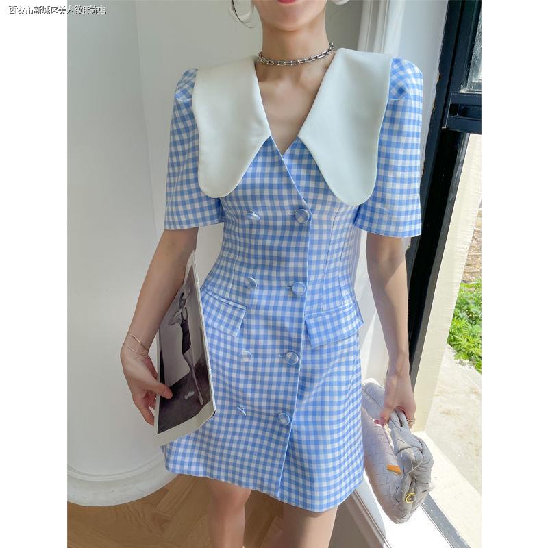 Đầm Ngắn Họa Tiết Kẻ Sọc Phong Cách Cổ Điển Thời Trang Mùa Hè Mới 2022 Dành Cho Nữ