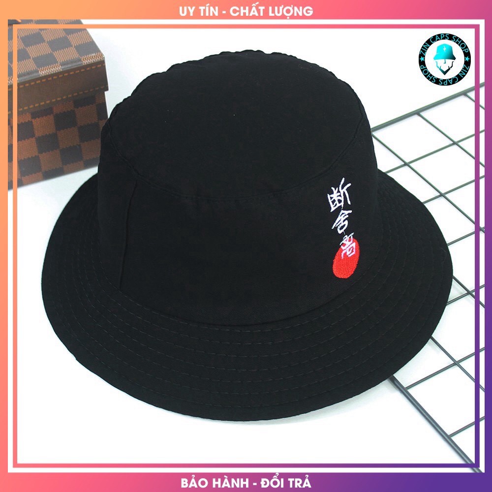 Mũ Bucket Thêu Chữ Tàu