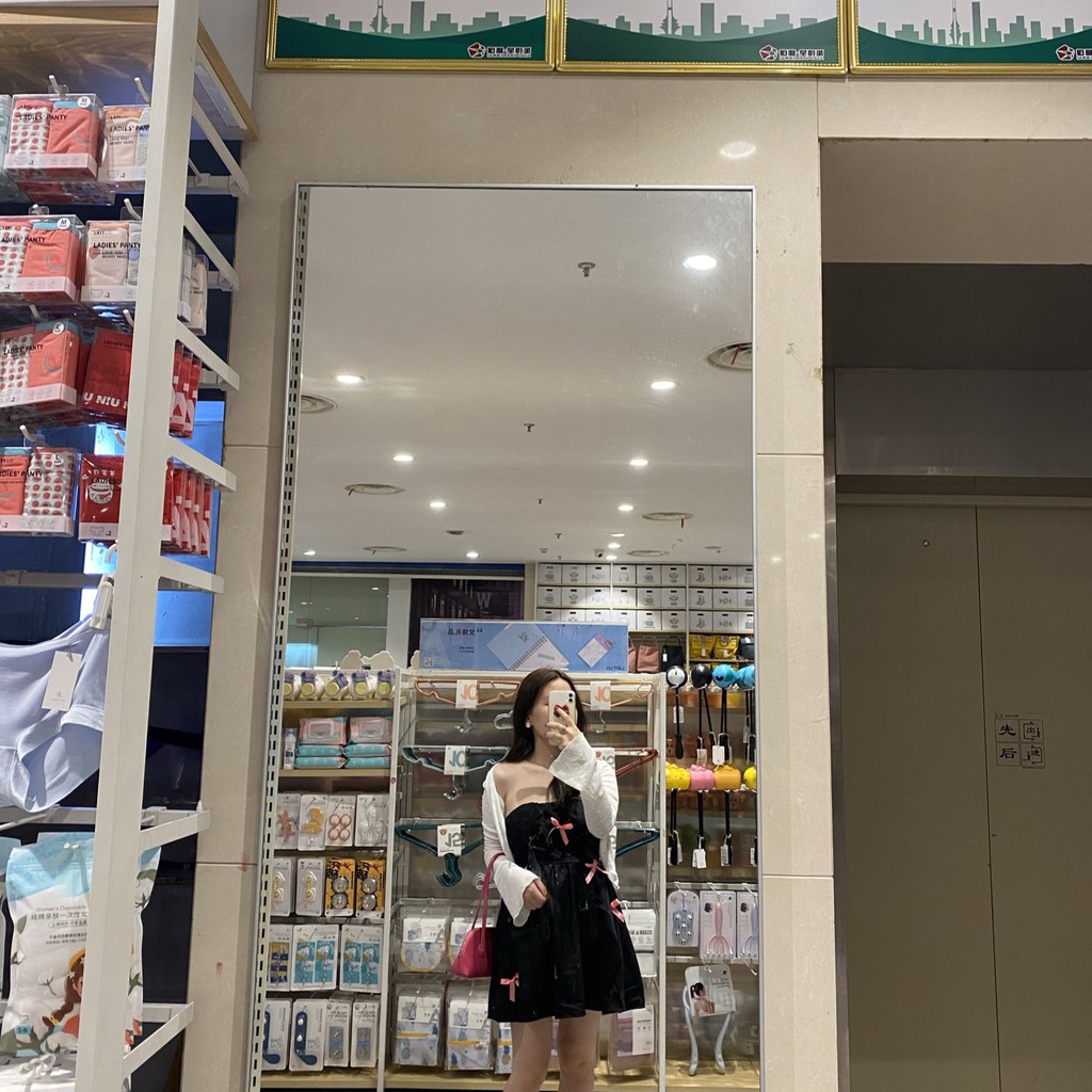 Có sẵn_Váy quây thắt nơ đen hồng Rose