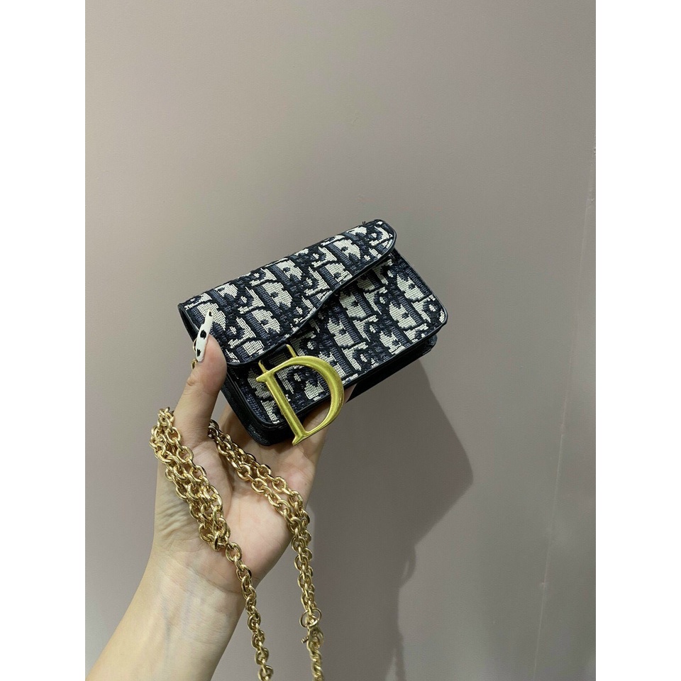 Túi mini đeo chéo thổ cẩm chữ D thời trang siêu xinh kèm dây xích đeo chéo giá rẻ ( ảnh thật shop chụp)
