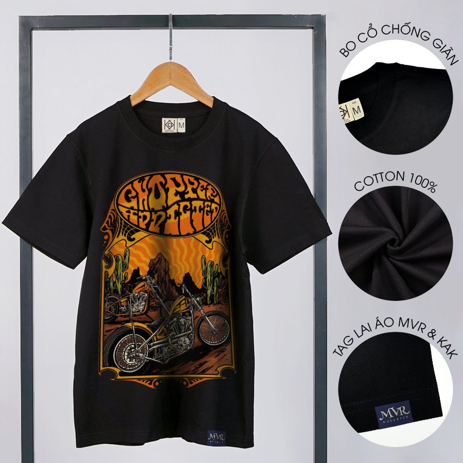 Áo phông thun Cotton unisex xe moto phong cách haloween MVR size rộng tee Mỹ BB4284