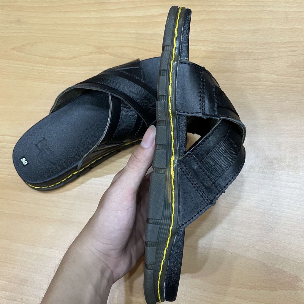 Dép nam quai ngang chéo da bò