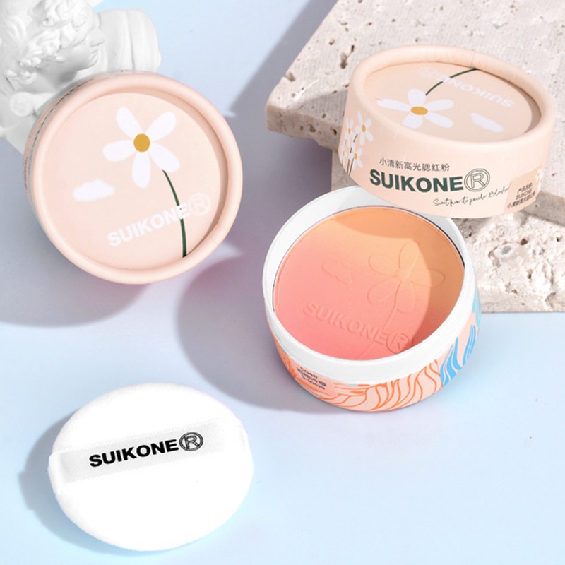 Suikone Bảng Phấn Má Hồng Hai Màu Tươi Sáng Nhỏ Nhắn Cải Thiện Độ Bóng Cao Yan Không Dễ Bay Phấn YR