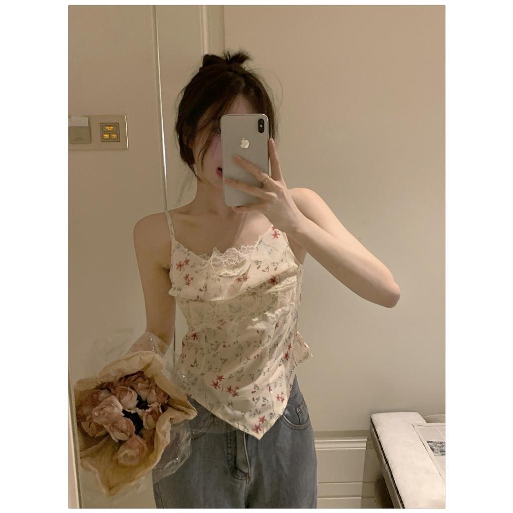 Porozi Áo Sát Nách Chất Liệu chiffon Phối Ren Hoa Thời Trang Mùa Hè Cho Nữ